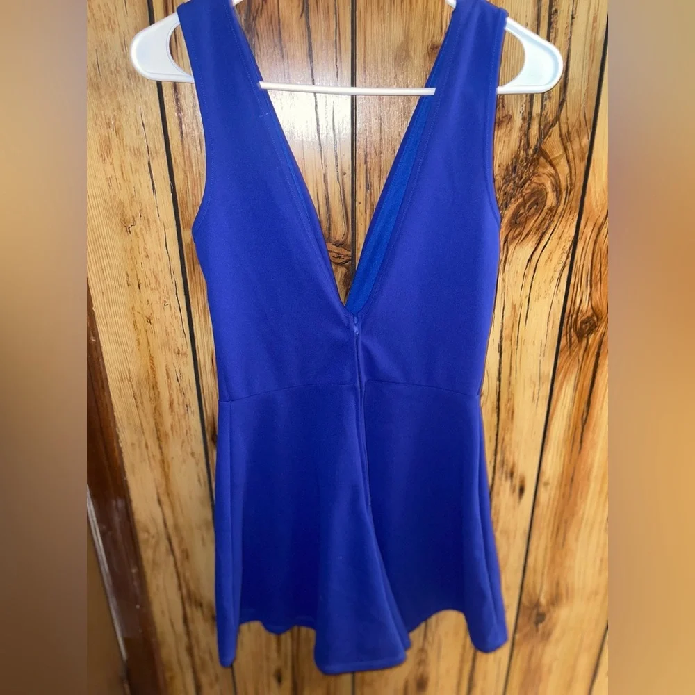 Charlotte Russe Blue V-Neck Fit & Flare Romper | Size Small - Picture 2 of 3